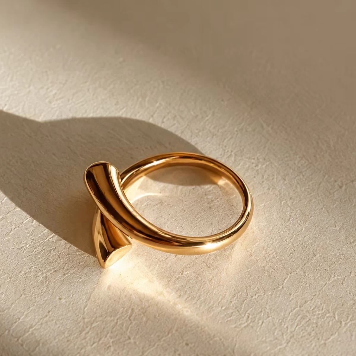 Diamond Studded Ring - 18K Gold Plated